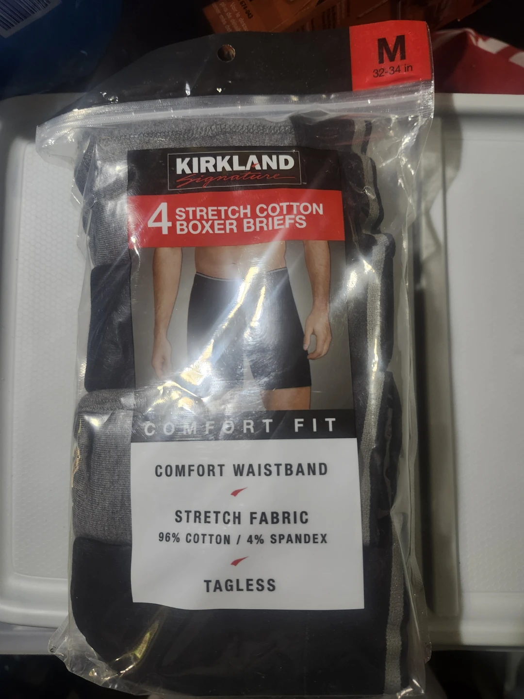Kirkland Signature 4-Pack Men's Stretch Cotton Boxer Briefs