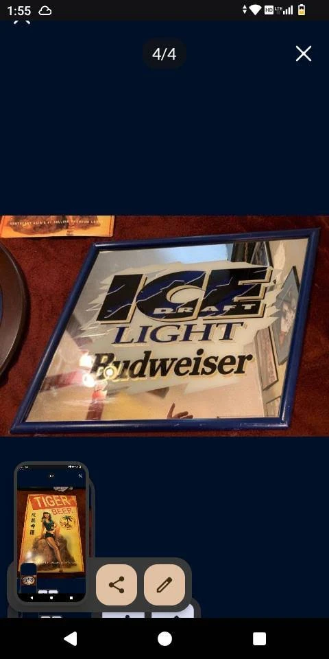 lot Budweiser Ice Light Mirror, Samuel Adams & Tiger Beer Sign ⚽ - photo 3