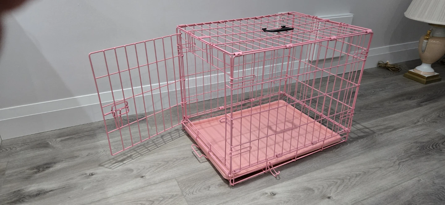 Pink Metal Dog Crate