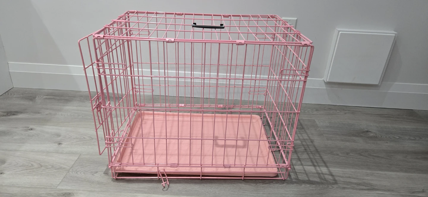 Pink Metal Dog Crate - photo 2