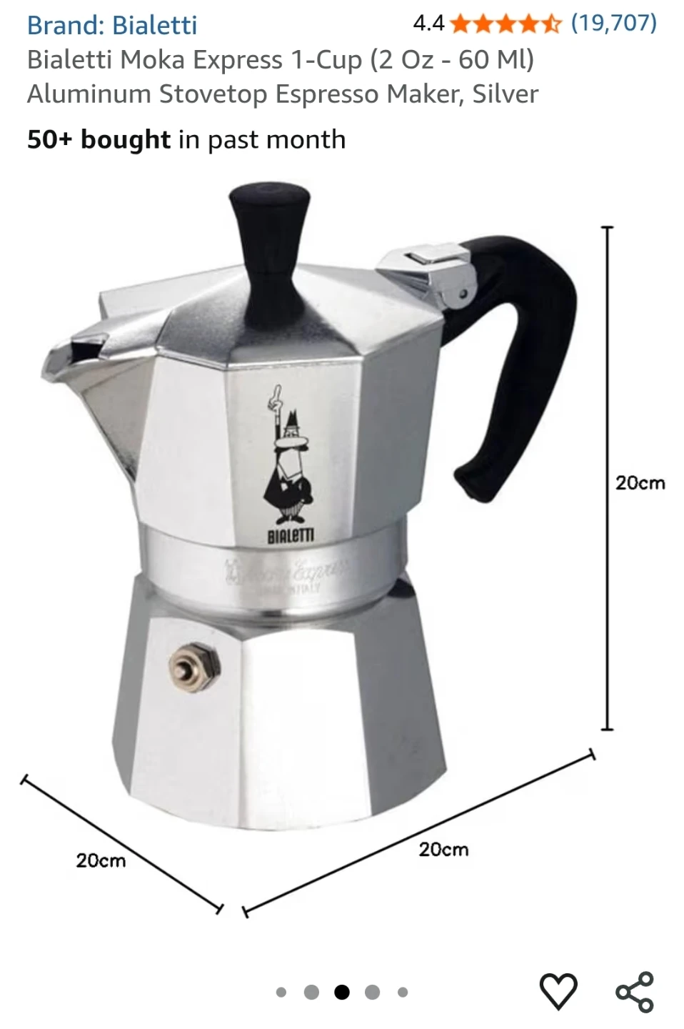 Bialetti Moka Express 1-Cup Stovetop Espresso Maker - Silver