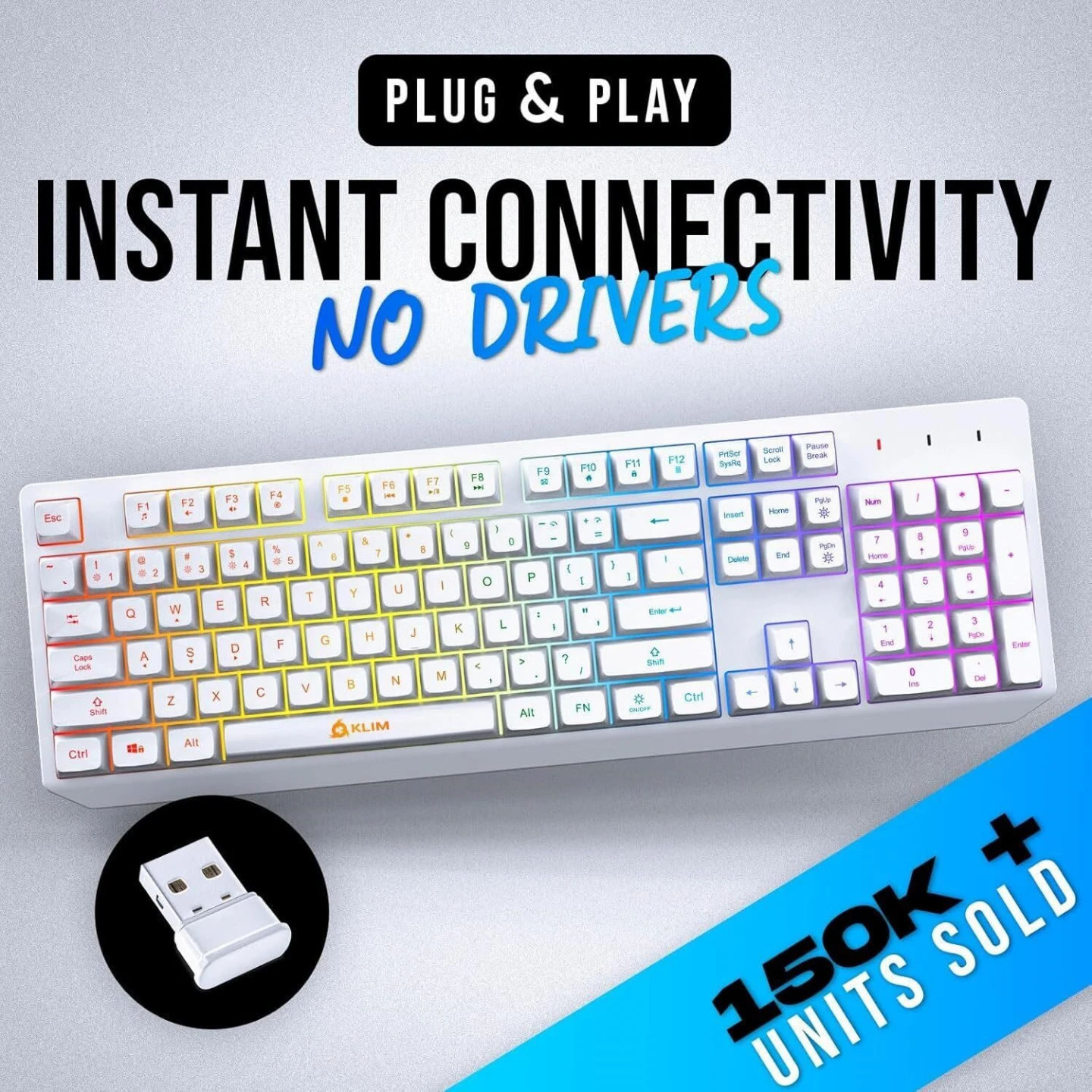 KLIM Pro Wireless Gaming Keyboard - White
