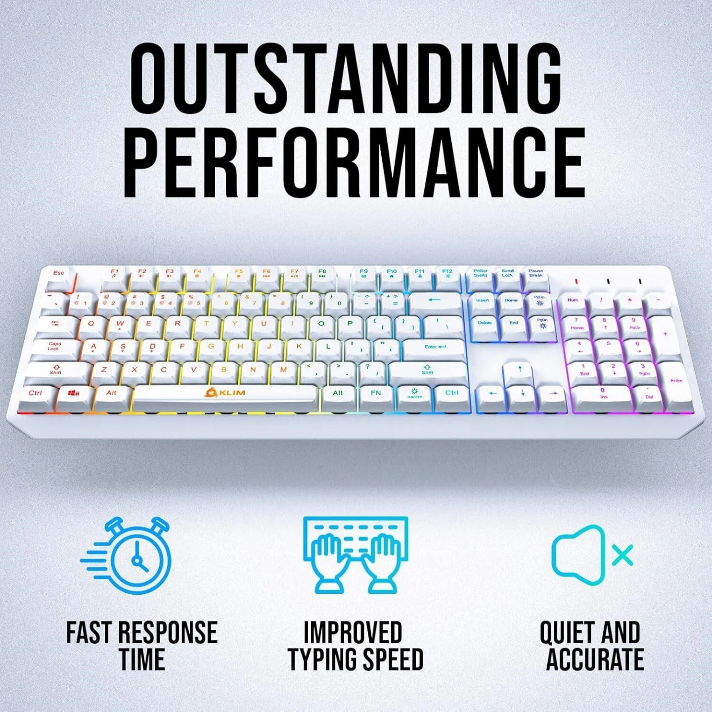 KLIM Pro Wireless Gaming Keyboard - White - photo 3