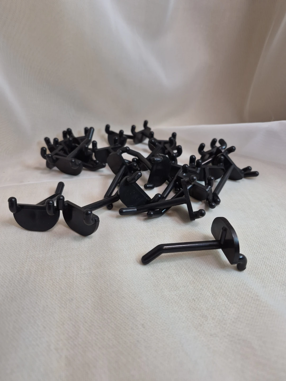 Lot of 24 1" Peg Board Black Plastic Hooks