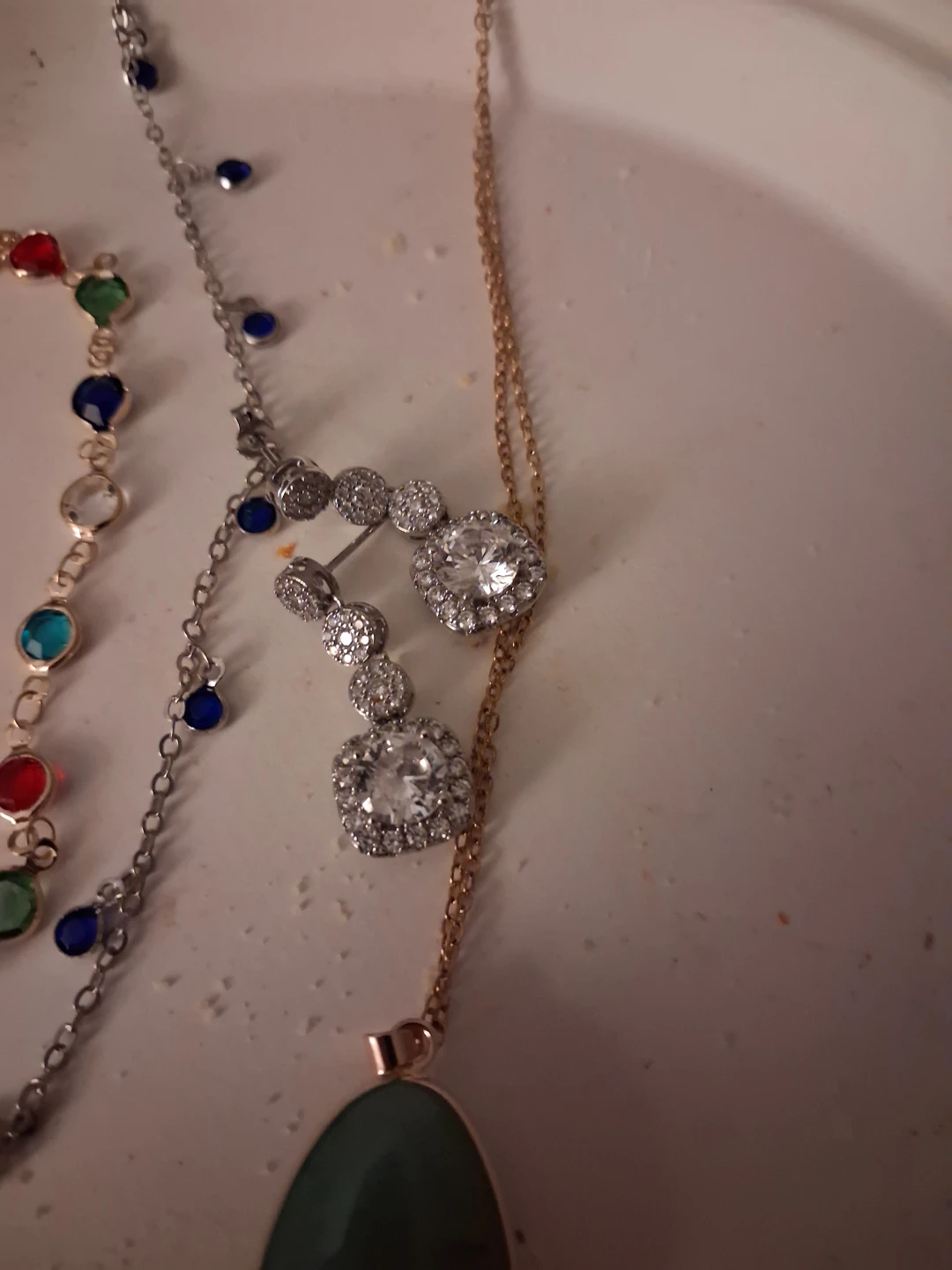 Teardrop Pendant Necklace with Green Stone - photo 5
