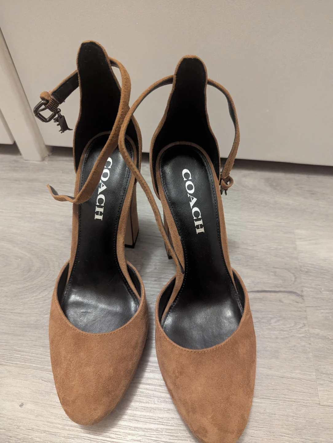 COACH Suede Block Heel Pumps with Ankle Strap - photo 2
