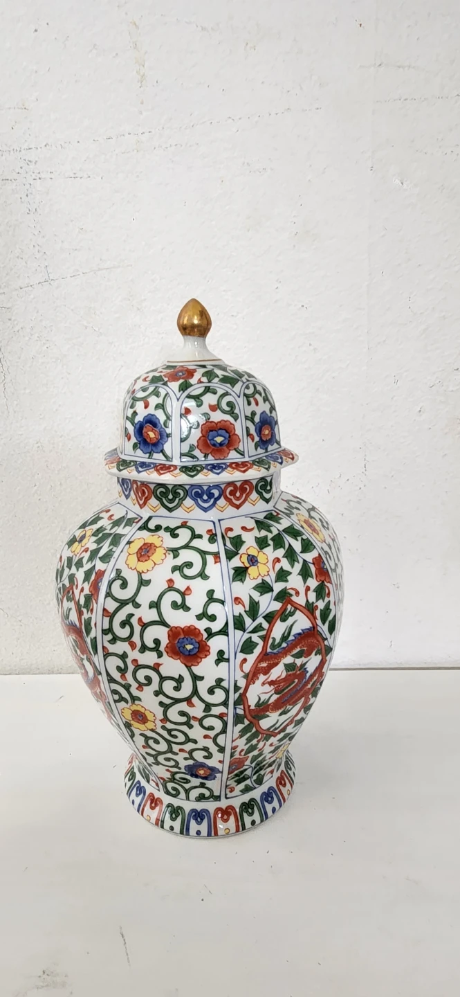 Vintage Ginger Jar with Floral and Bird Design - photo 2