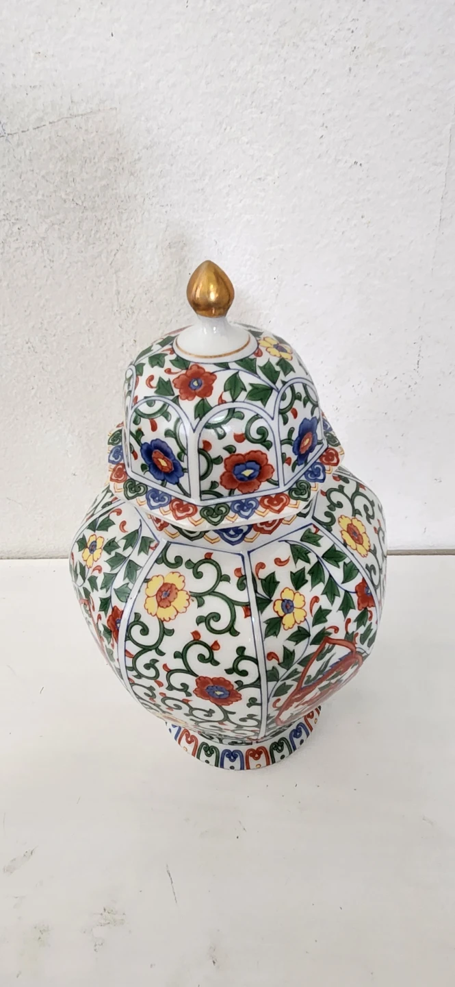Vintage Ginger Jar with Floral and Bird Design - photo 3
