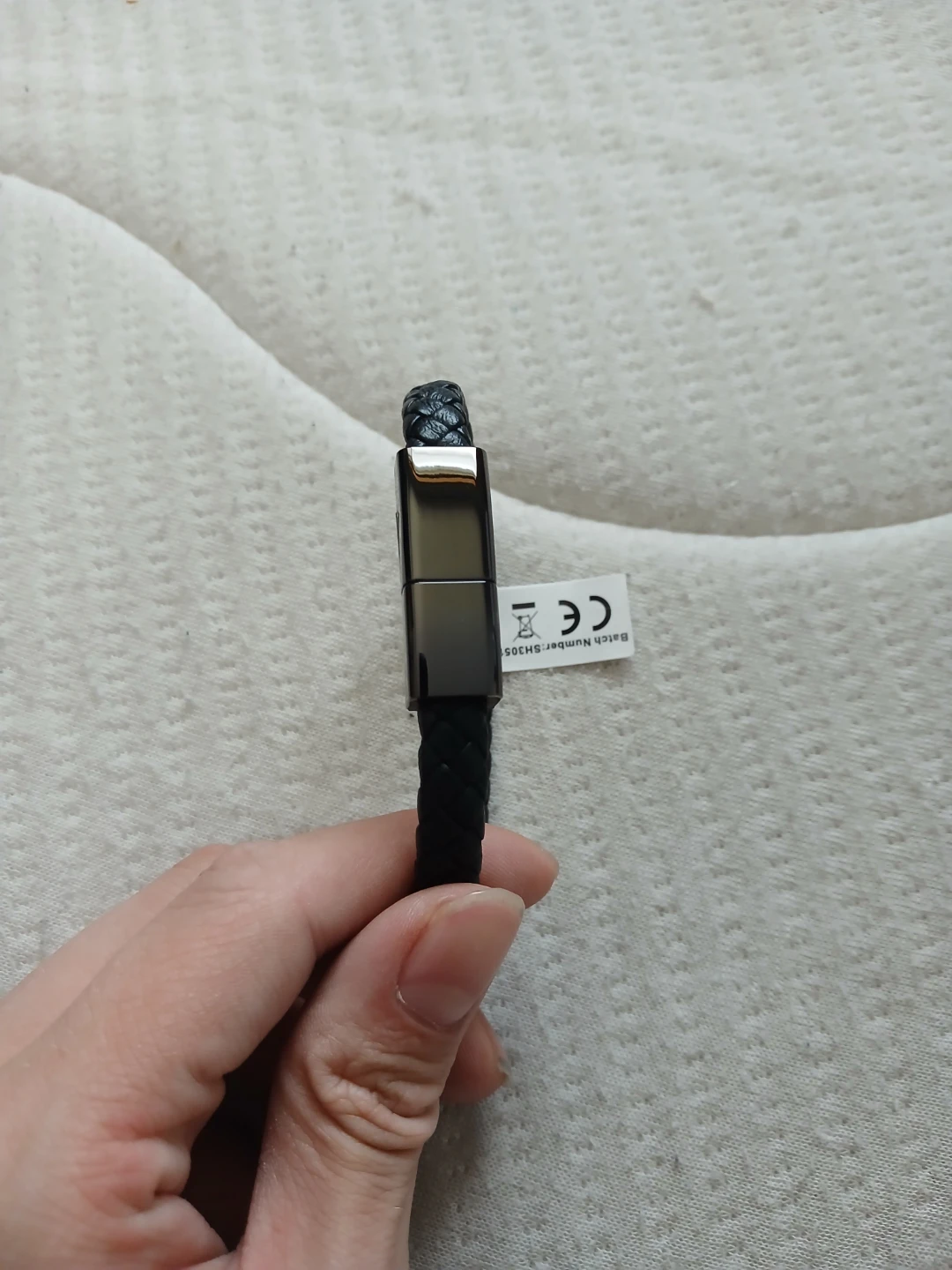 Braided Faux Leather USB Charging Bracelet For iPhone - photo 3