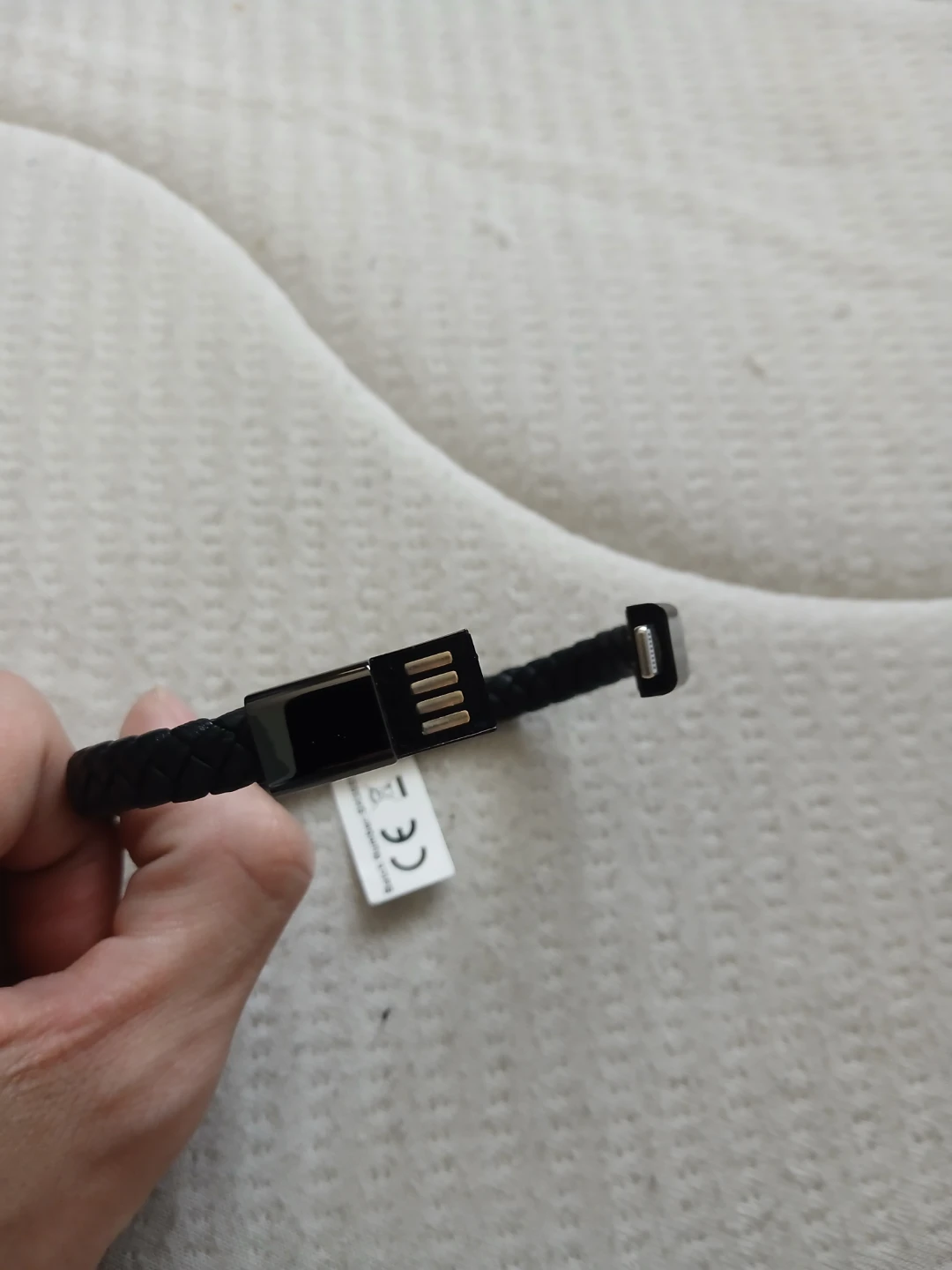 Braided Faux Leather USB Charging Bracelet For iPhone - photo 5