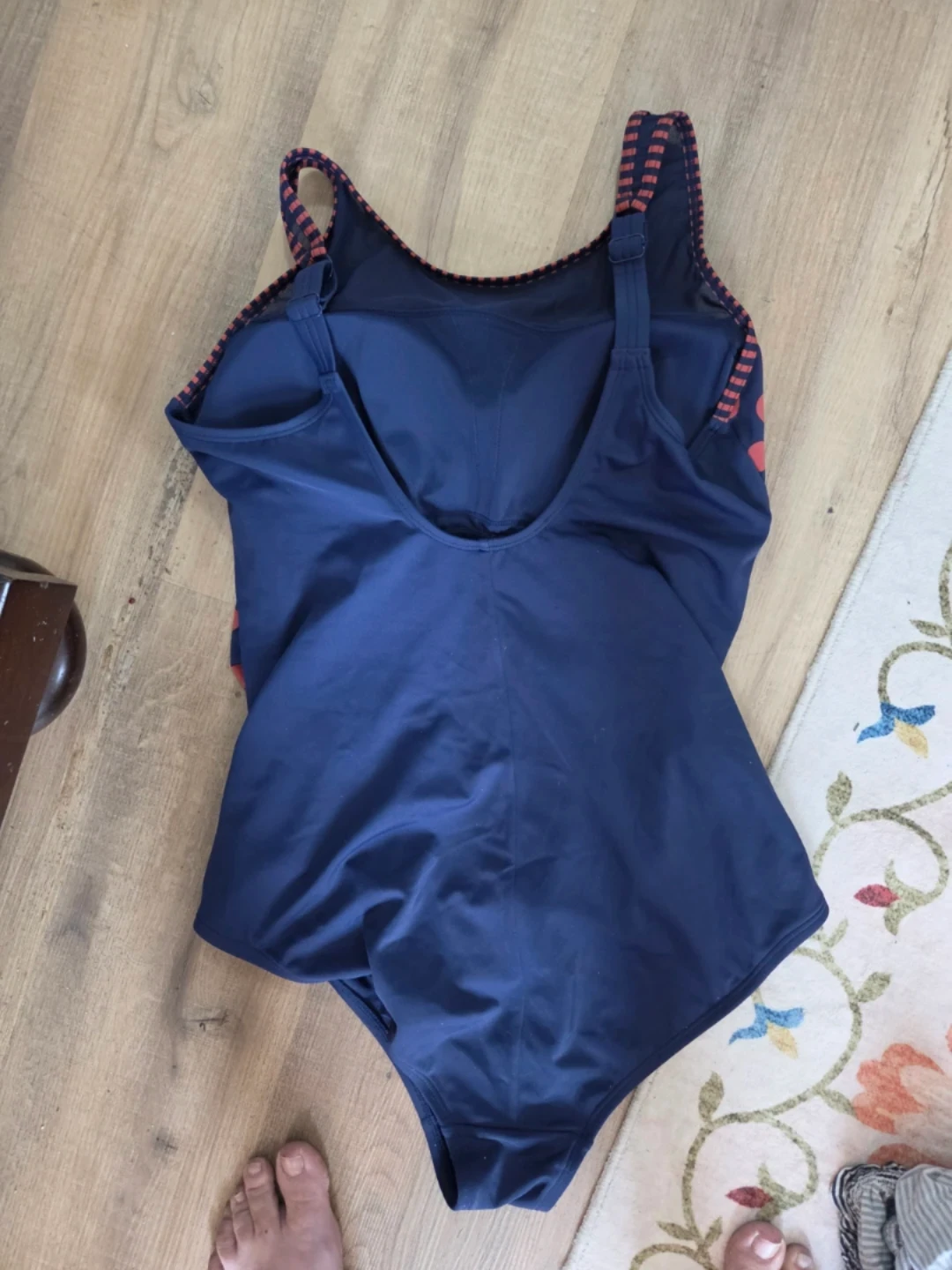Navy Blue & Red Polka Dot One-Piece Swimsuit - photo 3