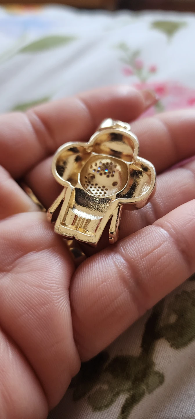 Gold & Black Flower Pendant with Crystals - photo 3