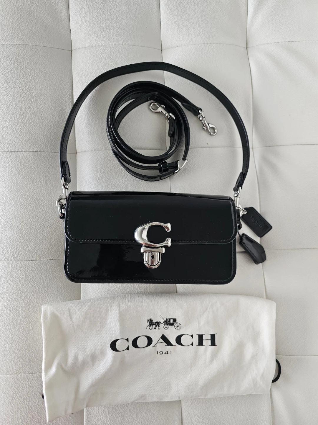 Authentic Coach Studio Black Patent Leather Shoulder Bag