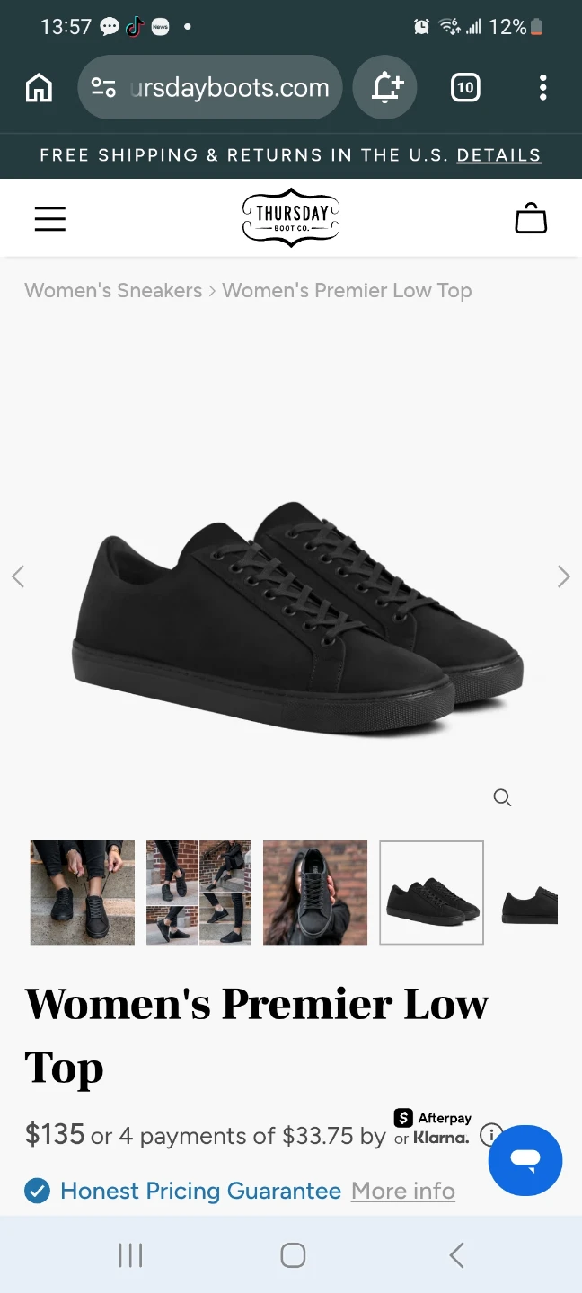 Thursday Boot Co. Women's Premier Low Top Sneakers Black - photo 5