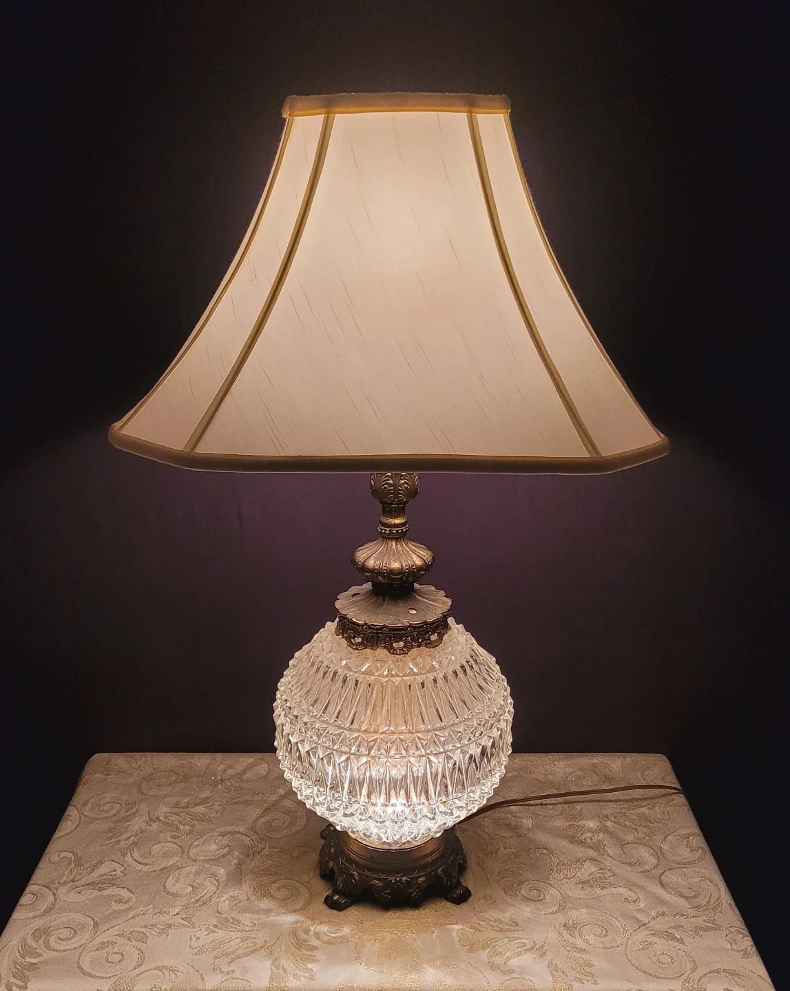 Hollywood Regency Crystal Table Lamp