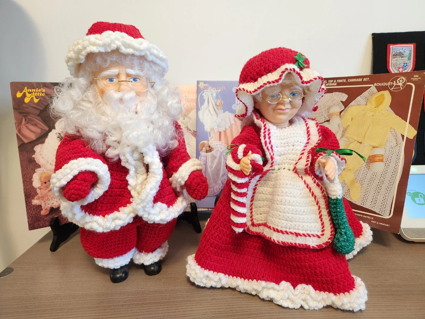 Crocheted Santa and Mrs. Claus Dolls