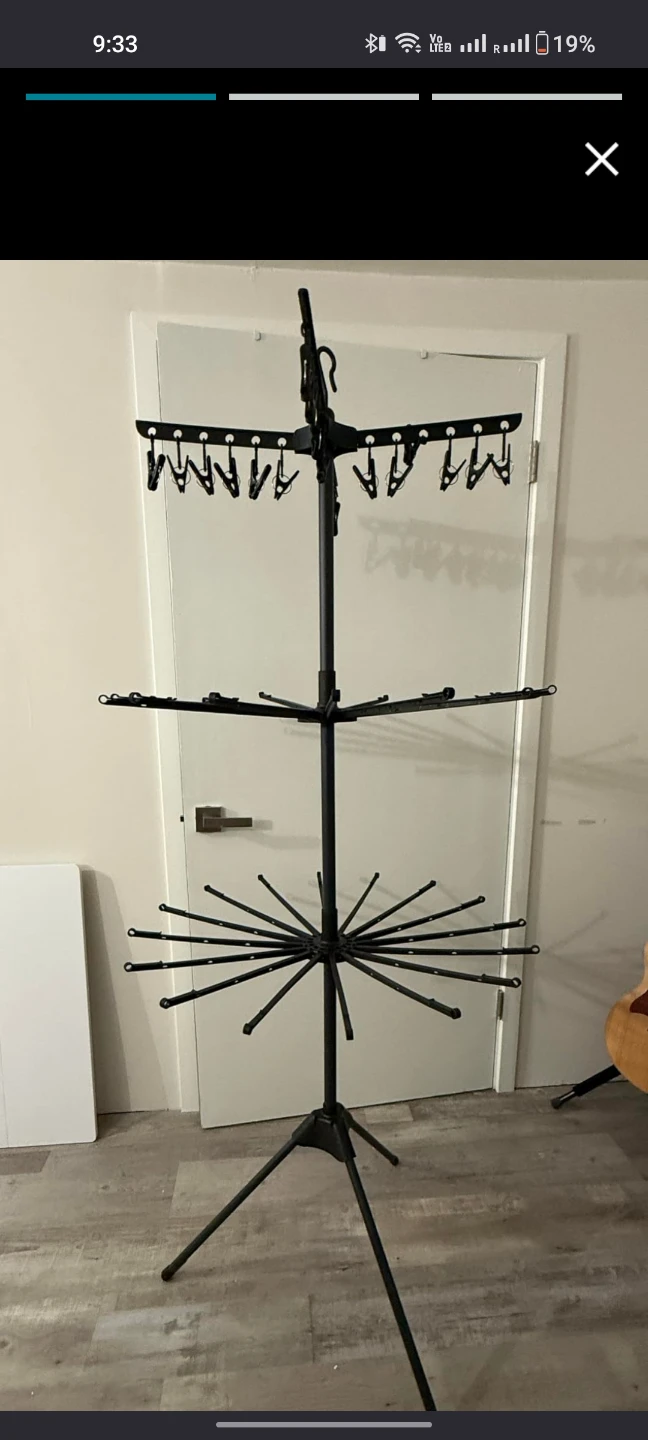 Black 3-Tier Drying Rack with Clips