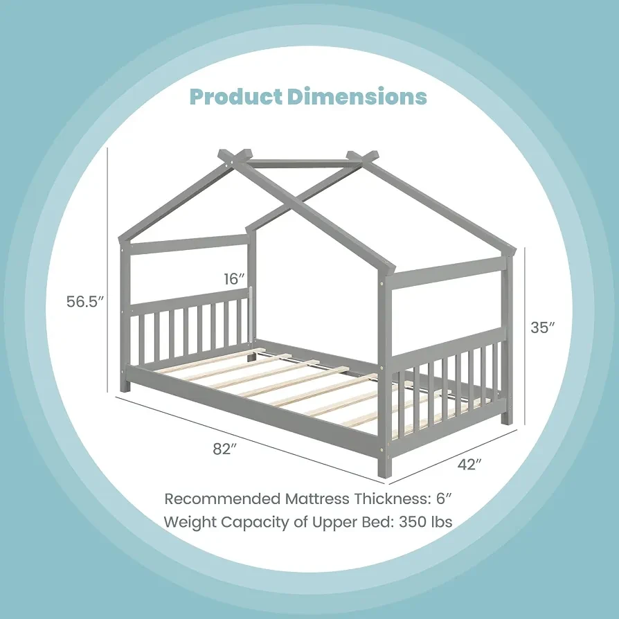 Montessori Wooden House Bed Frame Twin - photo 2