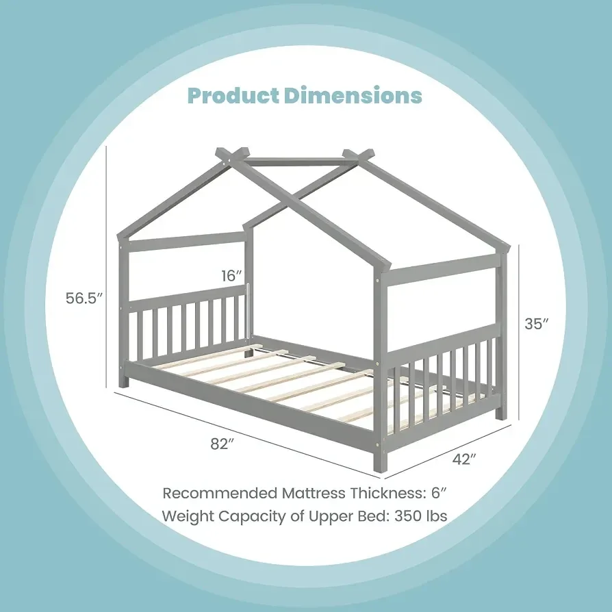 Montessori Wooden House Bed Frame Twin - photo 2