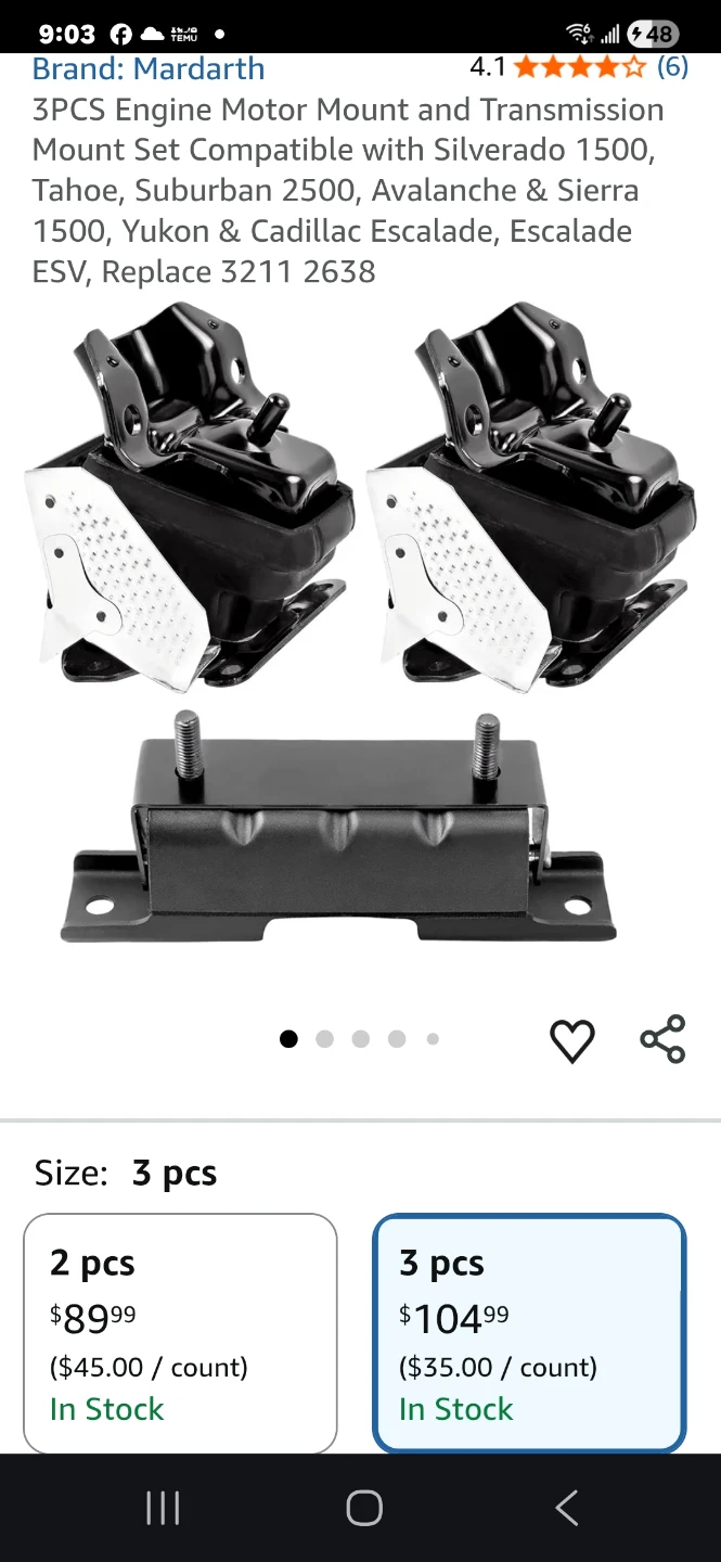 3 Piece Engine and Transmission Mount Set