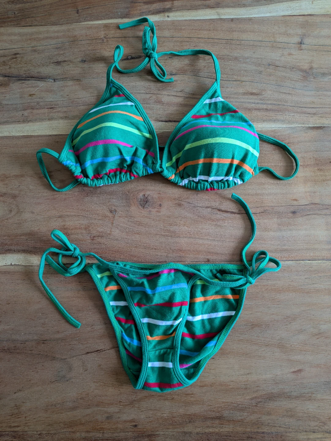 Green Striped Bikini