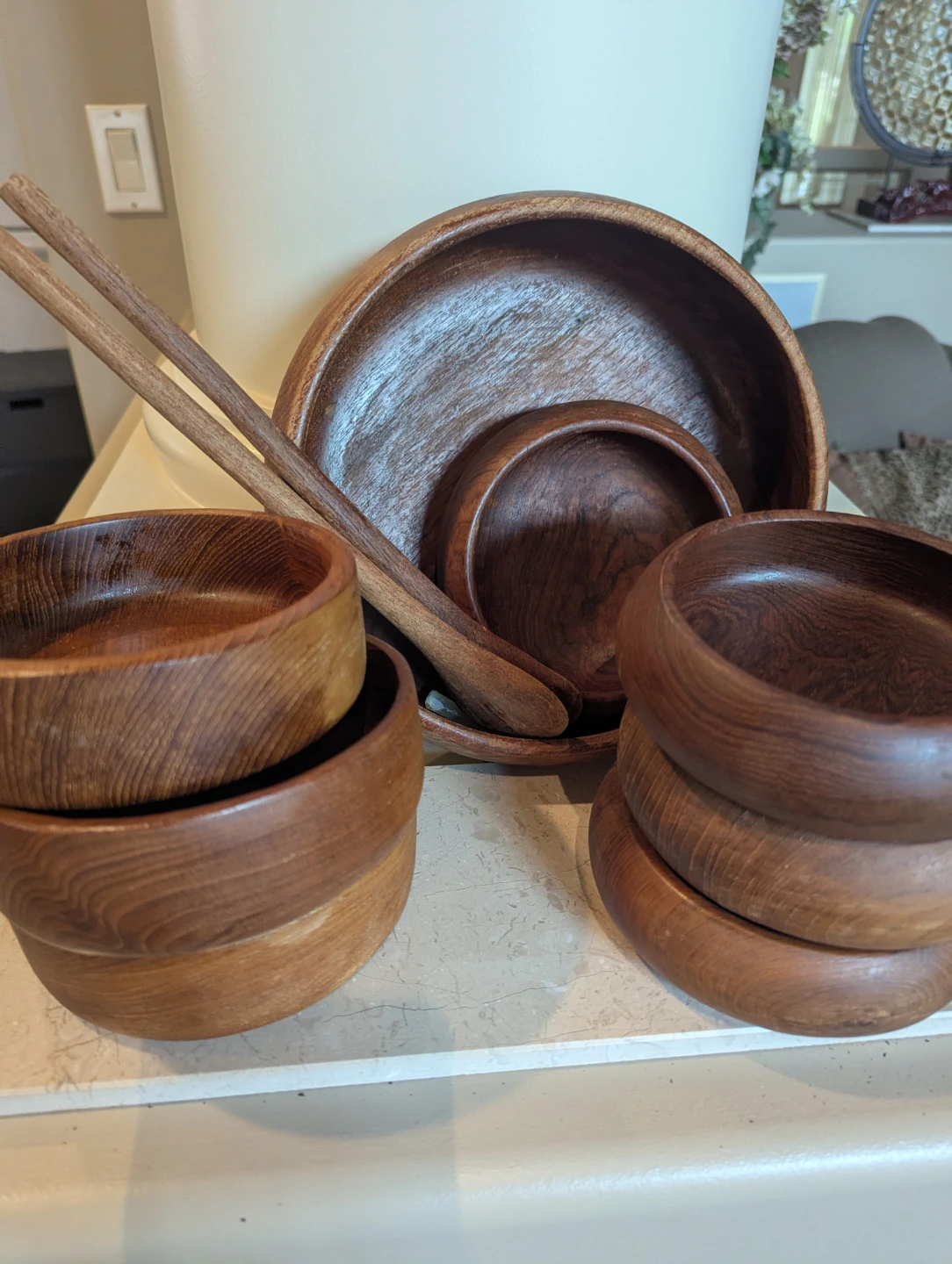 Wooden Salad Bowl Set with Serving Utensils