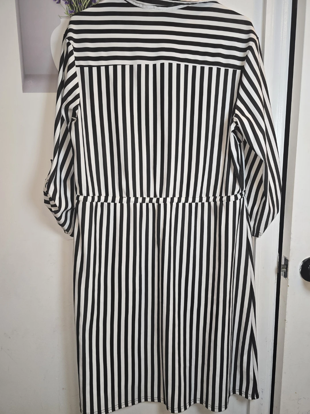 Mlle Gabrielle Black & White Striped Shirt Dress 1X