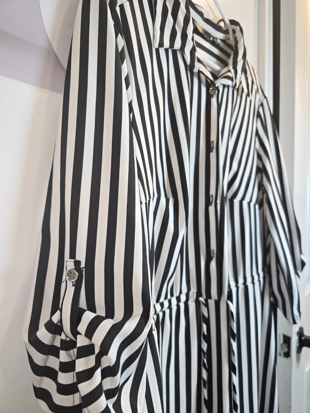 Mlle Gabrielle Black & White Striped Shirt Dress 1X - photo 2