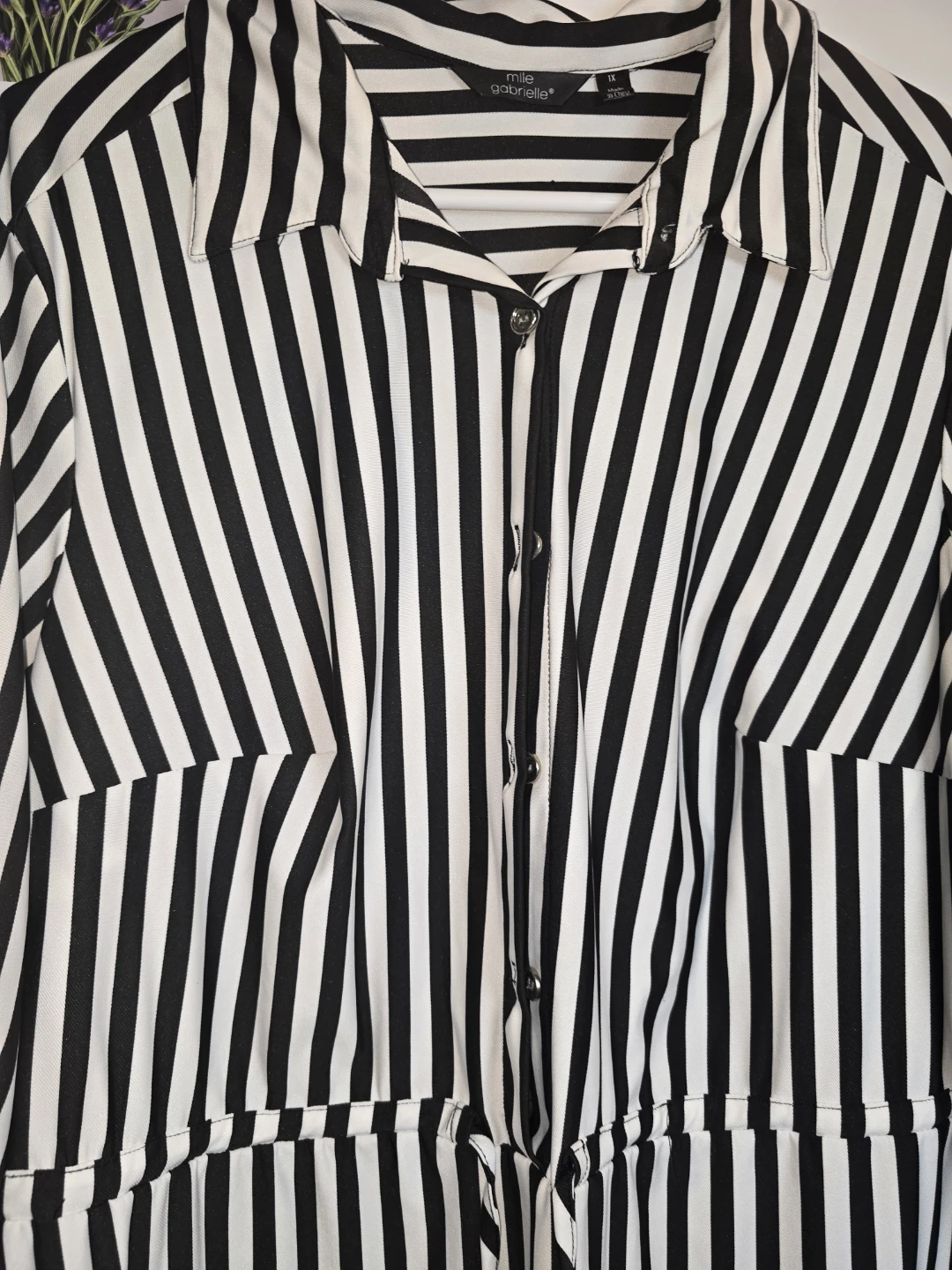 Mlle Gabrielle Black & White Striped Shirt Dress 1X - photo 5