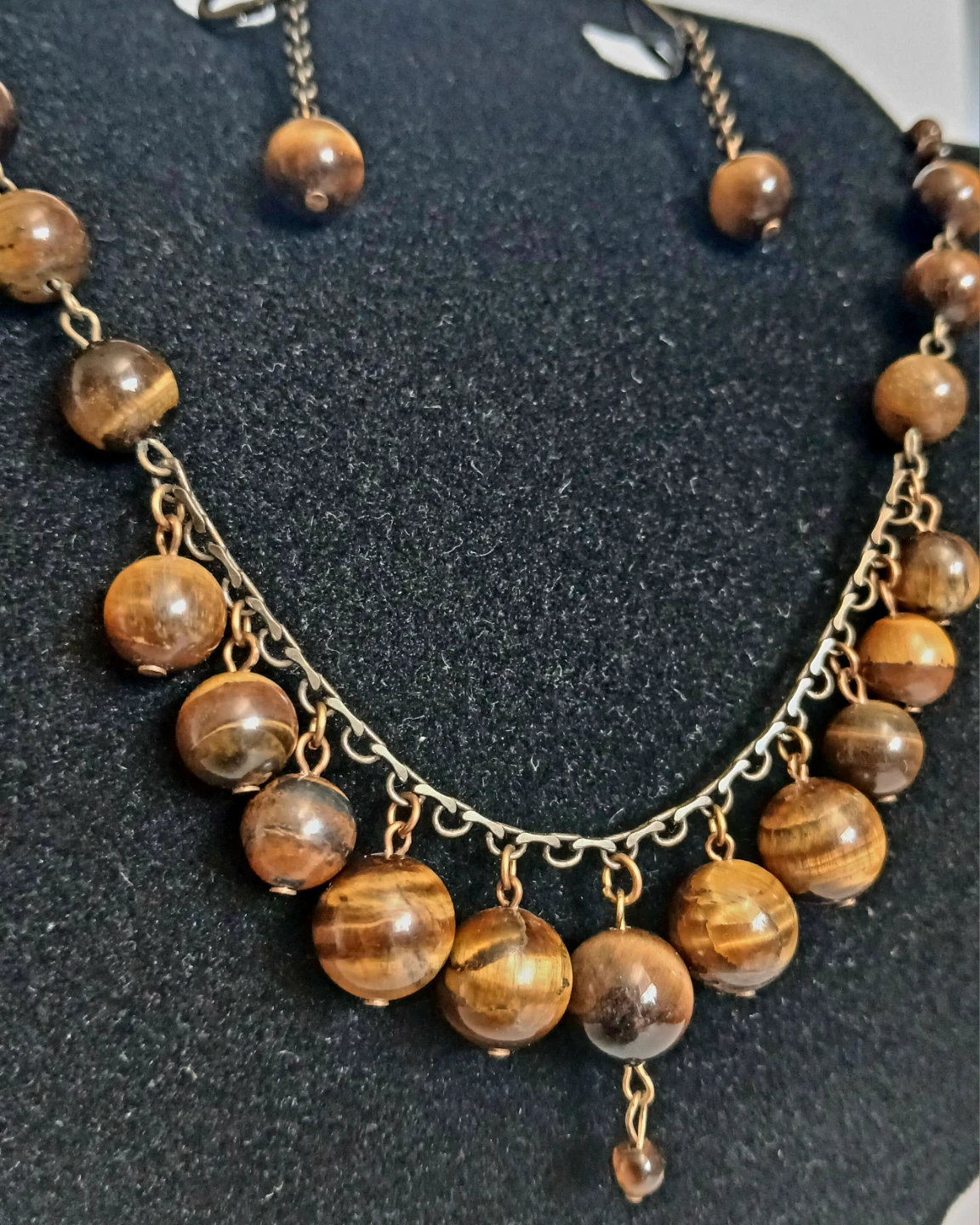 Tiger's Eye Bead Necklace and Earring Set - photo 5