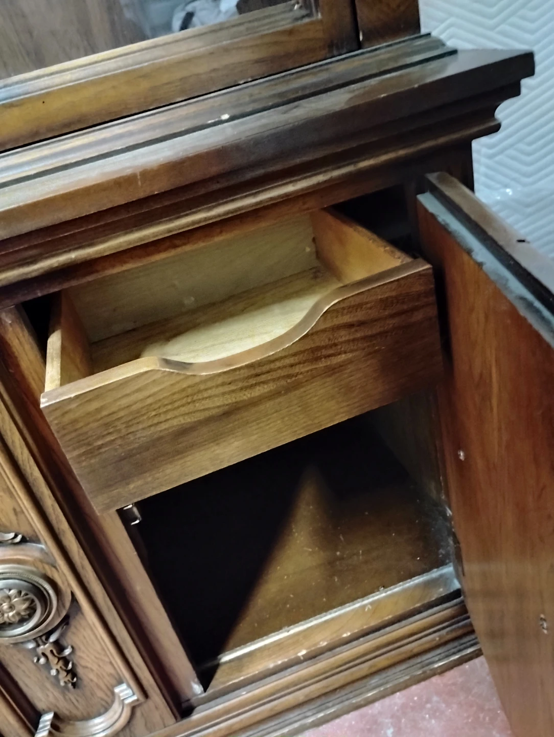 Vintage Wooden China Cabinet with Glass Doors - photo 2