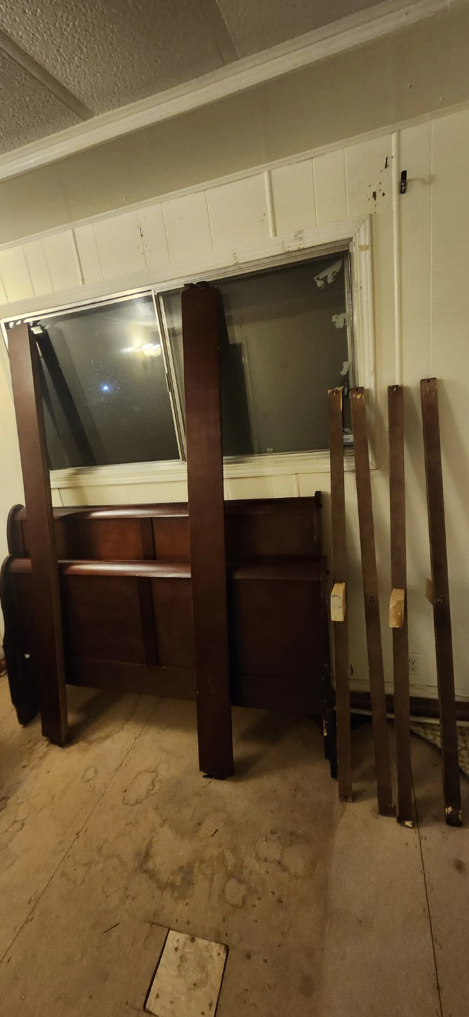 Dark Wood queen sleigh bed frame