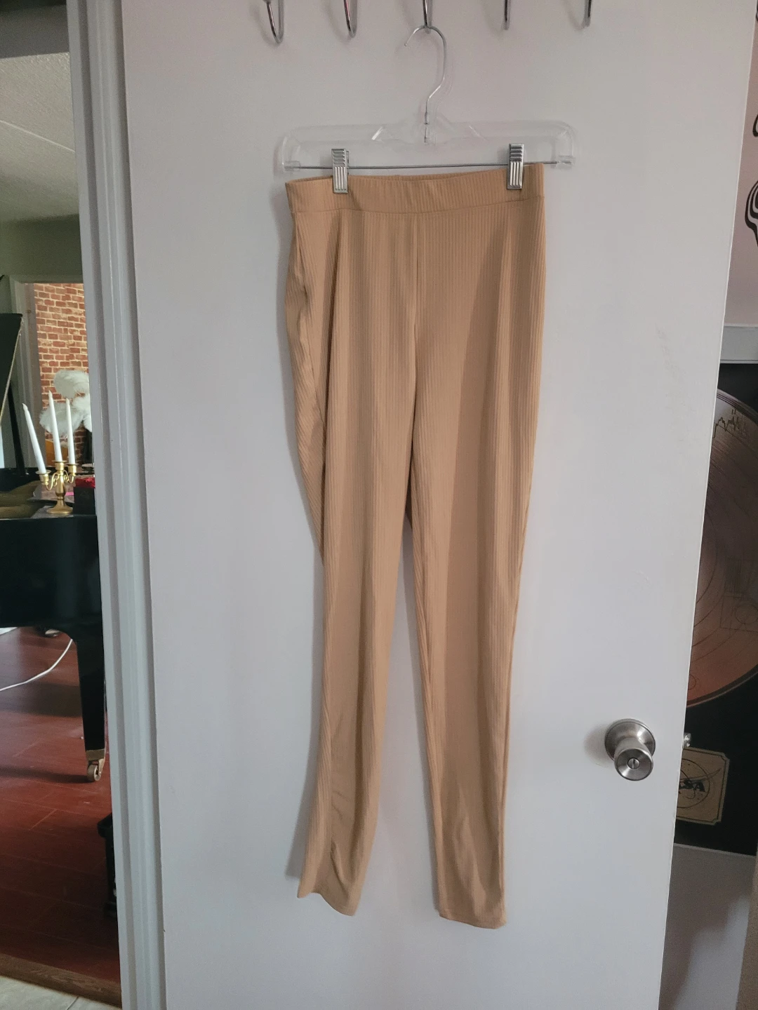 Beige ribbed leggings - photo 2