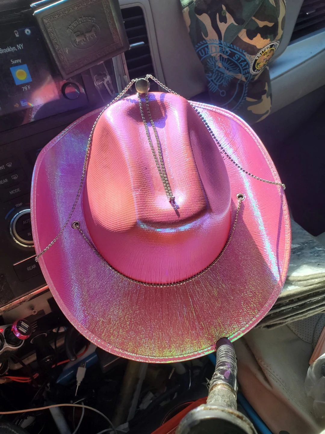Pink Iridescent Cowboy Hat with Chain - photo 5
