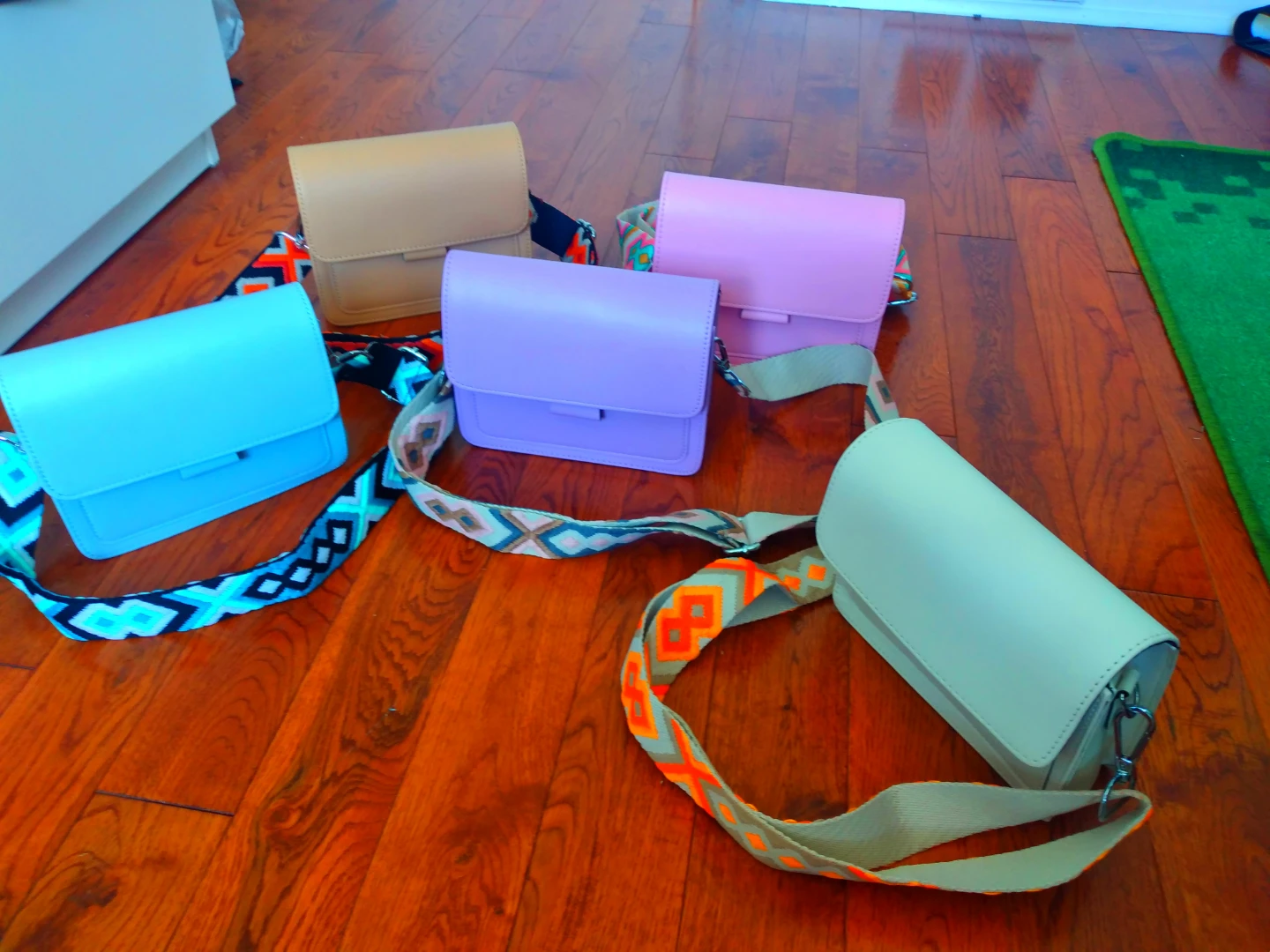 Crossbody Purse with Patterned Strap