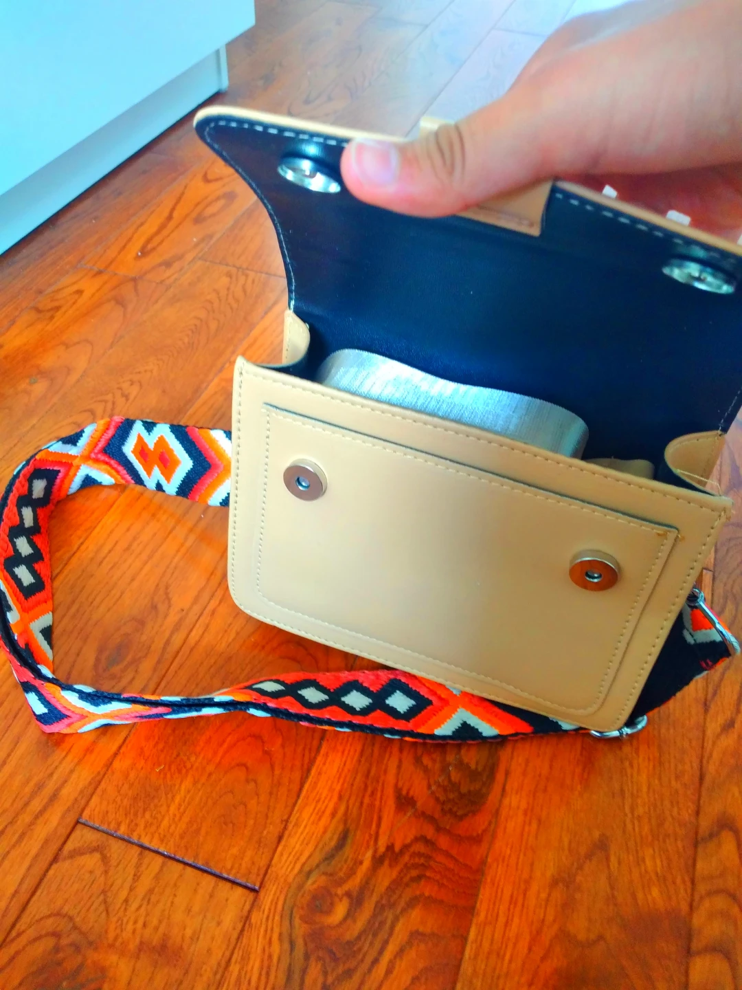 Crossbody Purse with Patterned Strap - photo 4