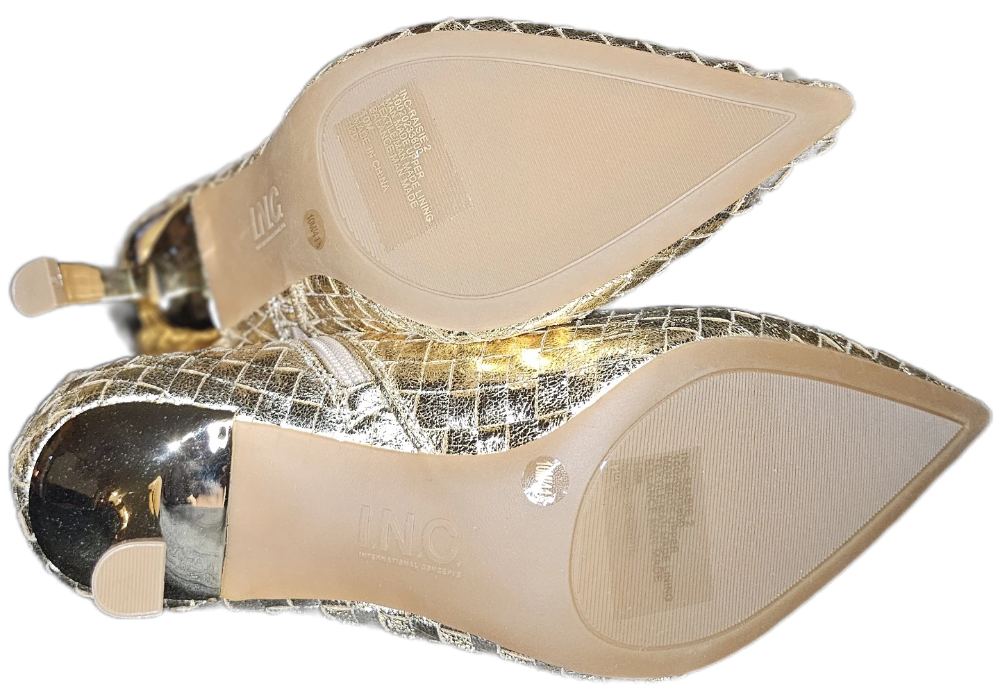 INC International Concepts Gold Woven Pointed Toe Ankle Boots⚽️ - photo 4