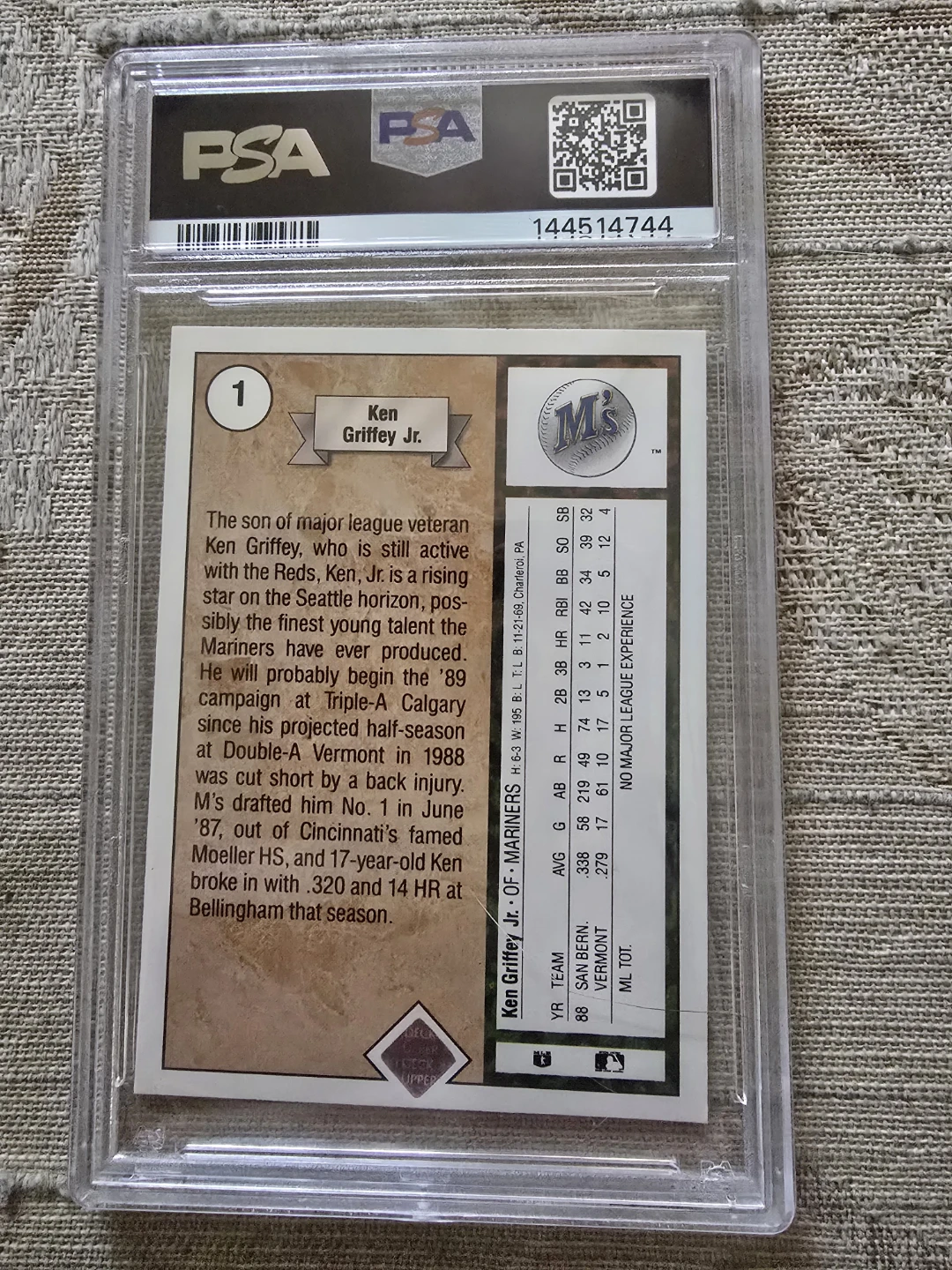 1989 Upper Deck Ken Griffey Jr. Star Rookie PSA 6 - photo 2