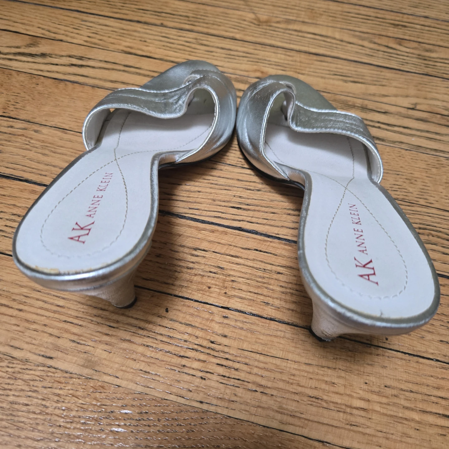 Anne Klein Silver Metallic Mule Heels - photo 2