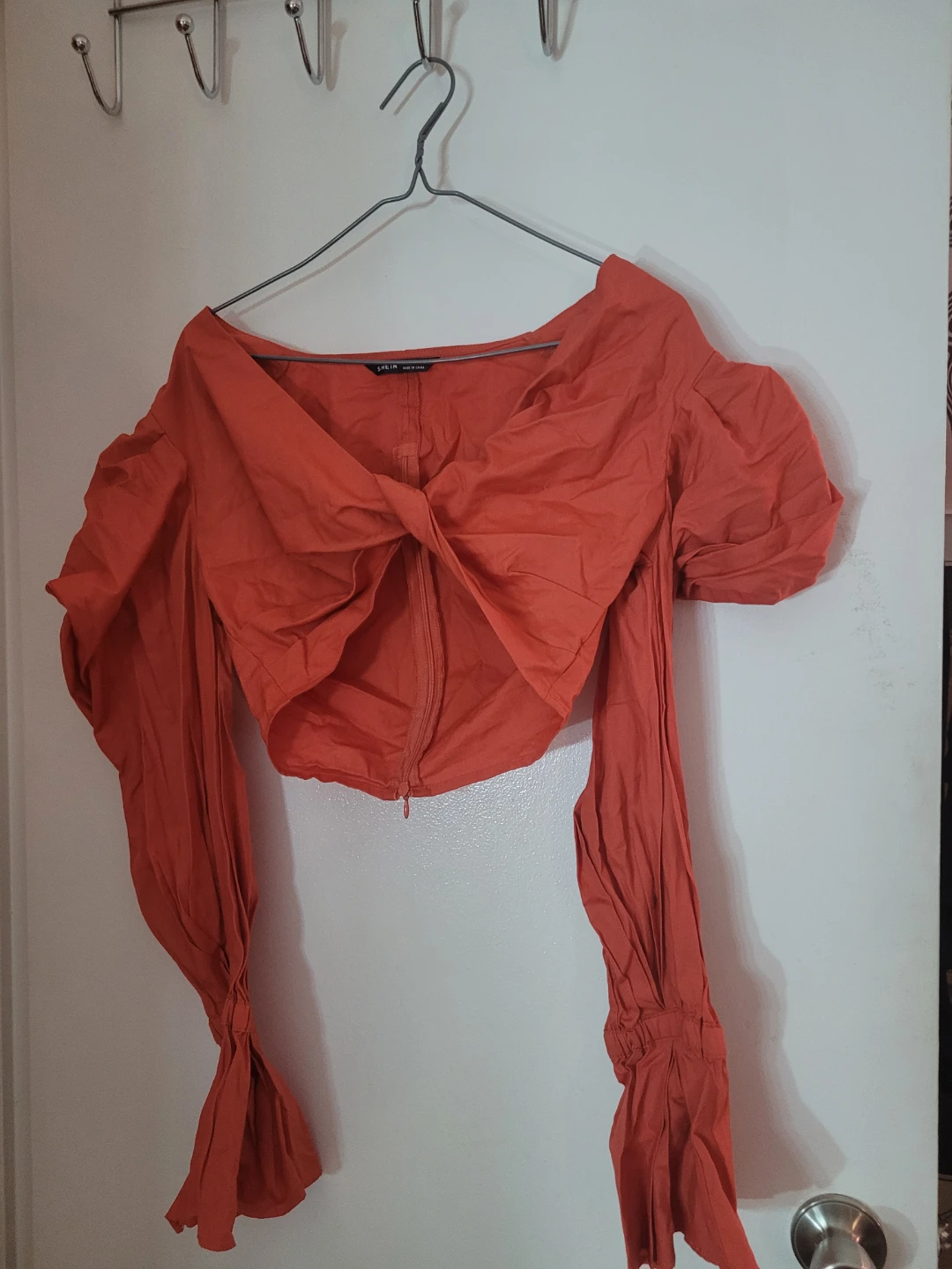 Orange Twist Front Crop Top