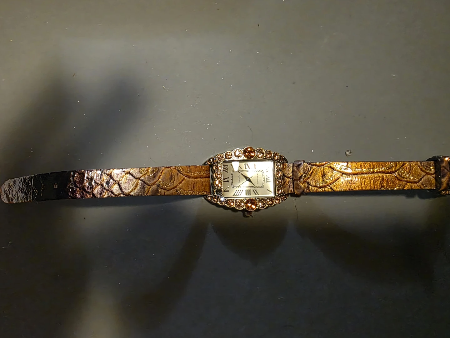 HEIDI DAUS "Shimmering Serpent" Crystal and Leather Band Watch - photo 2