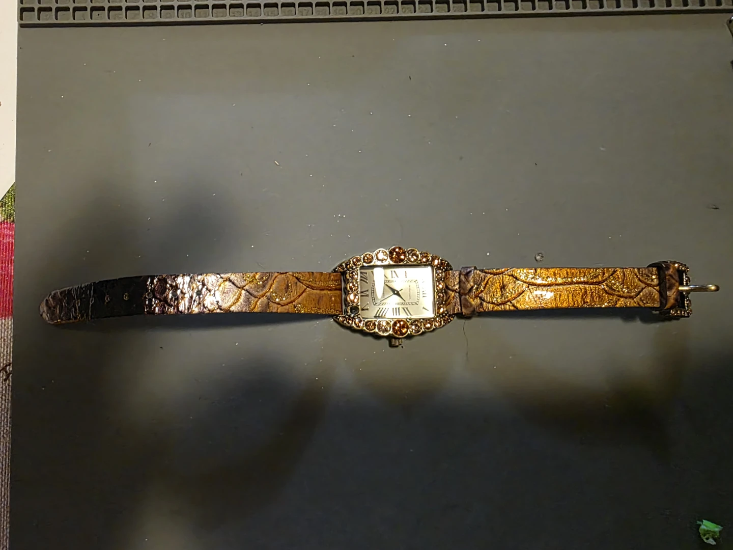 HEIDI DAUS "Shimmering Serpent" Crystal and Leather Band Watch - photo 4