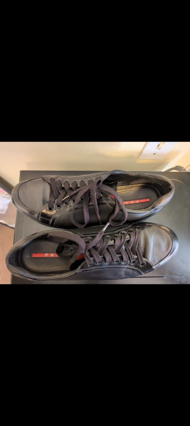 Vintage Prada Black Leather Sneakers ⚽ - photo 2