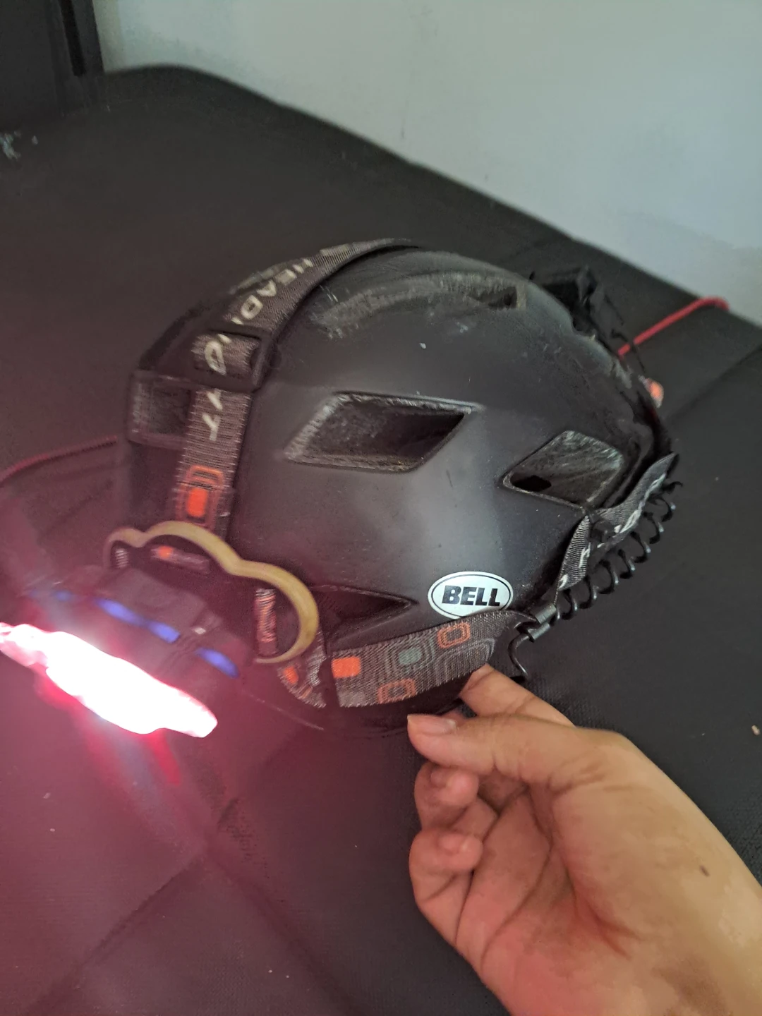 Bell Black Cycling Helmet with Front & Rear Lights