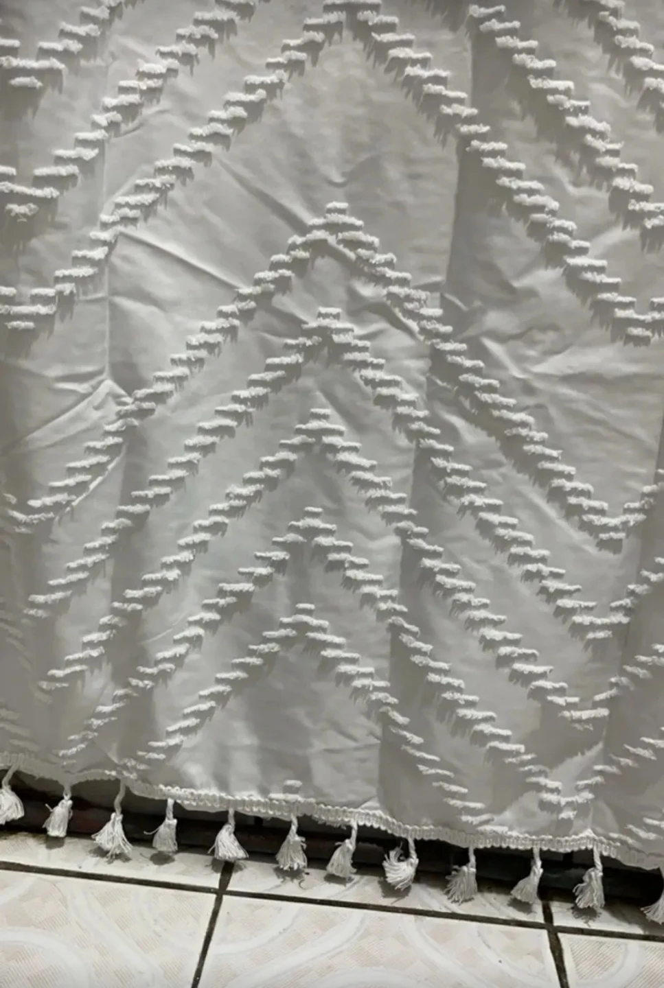 2 White Tufted  Shower Curtains - photo 2