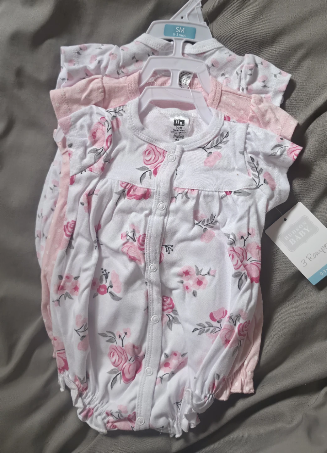 Hudson Baby 3 Piece Romper Set