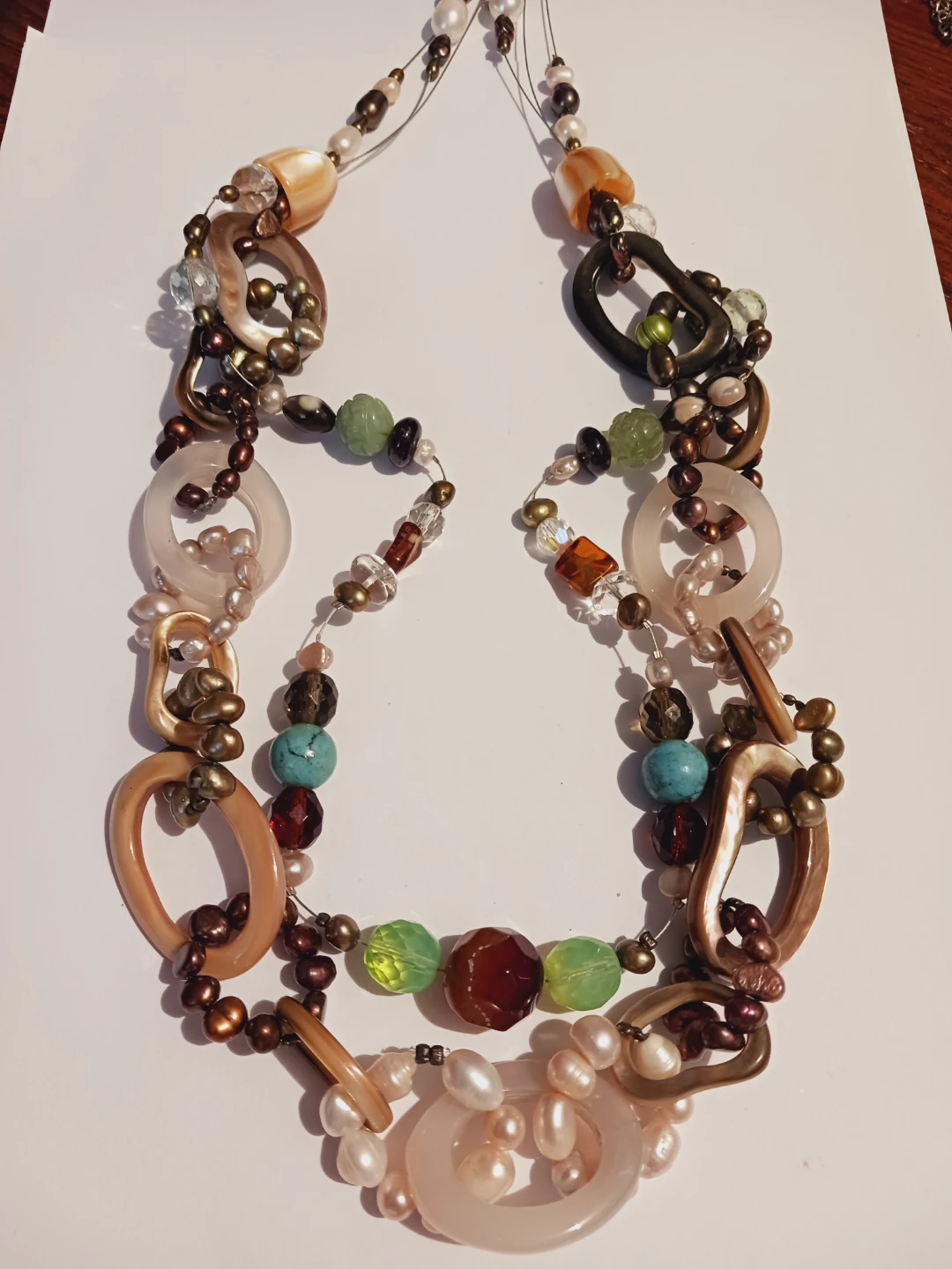 Handmade Multi Gemstones,  Baroque & Freshwater Pearls Necklace - photo 4