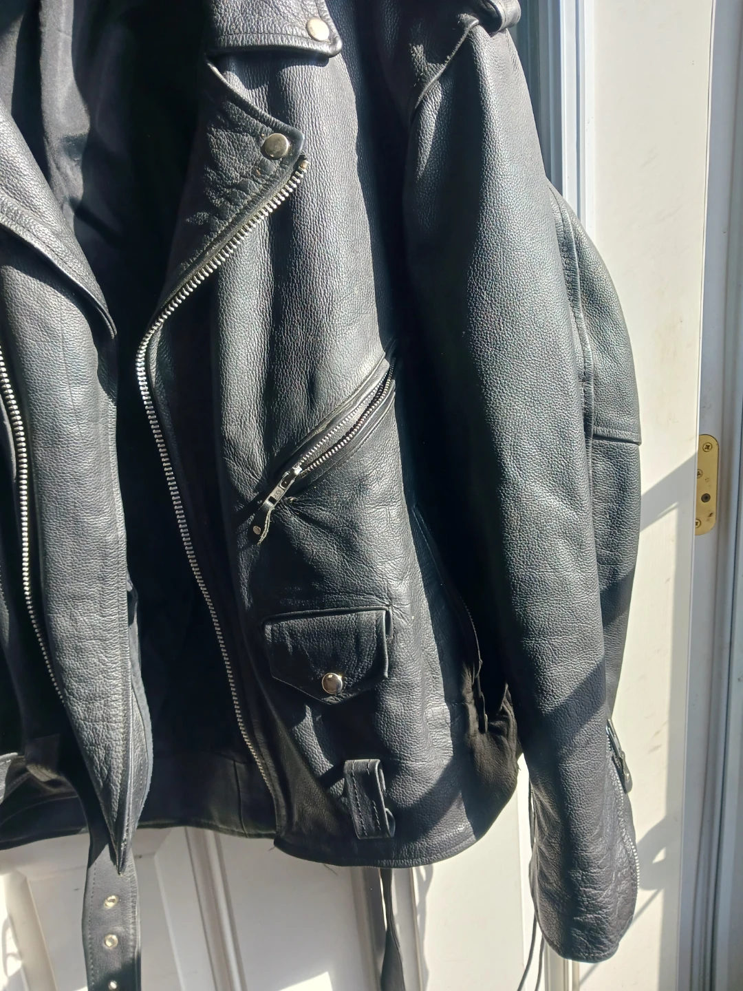 Black Leather Motorcycle Jacket - photo 3