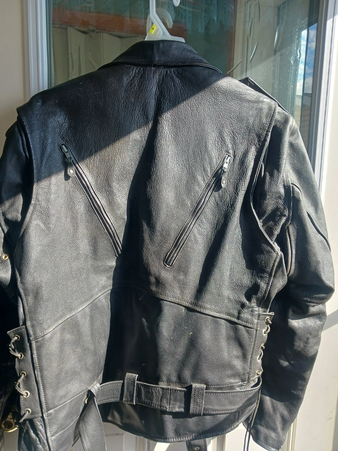 Black Leather Motorcycle Jacket - photo 5