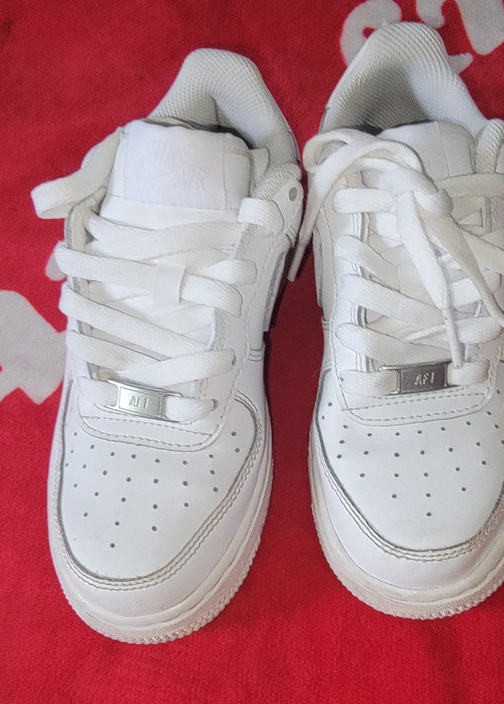 Nike Air Force 1 White Leather Sneakers size 2.5 - photo 4